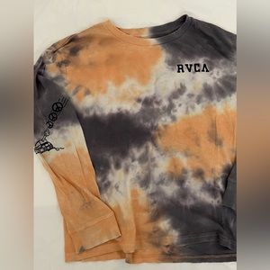 Pre-Owned RVCA Peace Warfare Long Sleeve Shirt in color Tie-Dye Coral